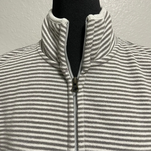 Old Navy Women’s Fleece Grey Striped Zip Up Jacket Small - Picture 3 of 8
